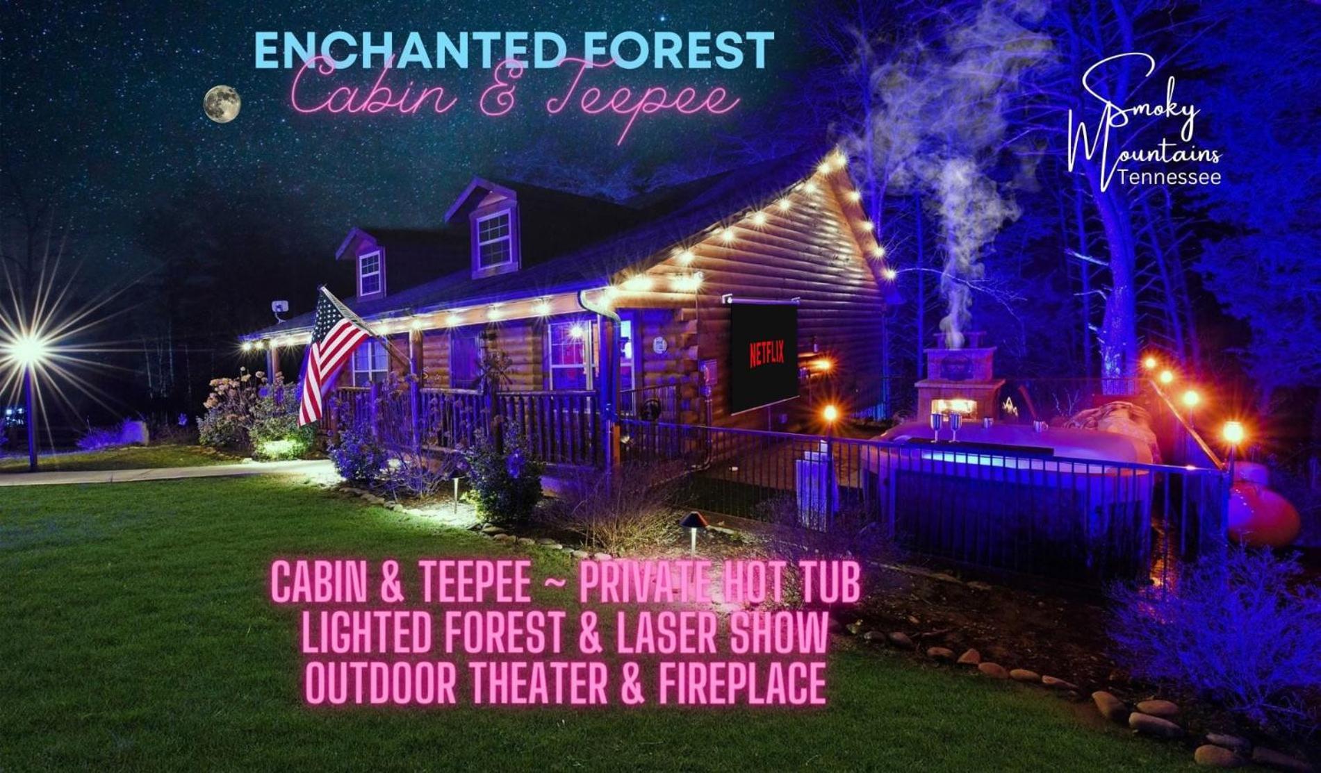 Enchanted Forest Cabin And Teepee! Lights & Laser Show! Private Hot Tub! Unique Stay! Сивиървил Екстериор снимка